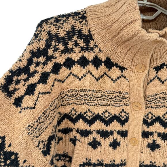 Anthropologie Jacquard Heart Motif Cardigan Sweater Boxy Oversized Size Small - Picture 5 of 8
